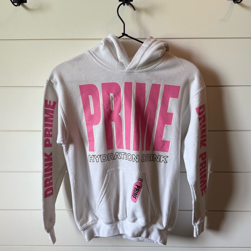 PRIME White and Pink Hoodie
